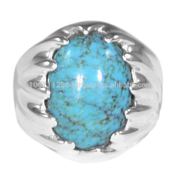 Pierres précieuses en bleu turquoise et bijoux en argent sterling 925 Sterling Silver Solitaire